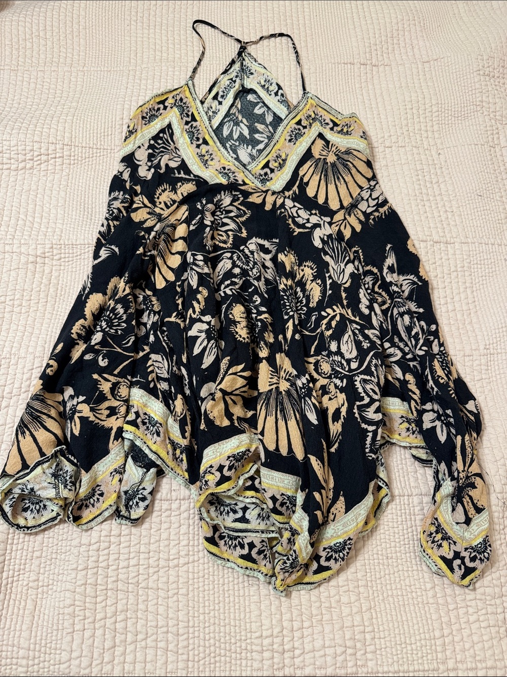 Free People Intimately Floral Handkerchief Hem Swing Tunic Boho Top